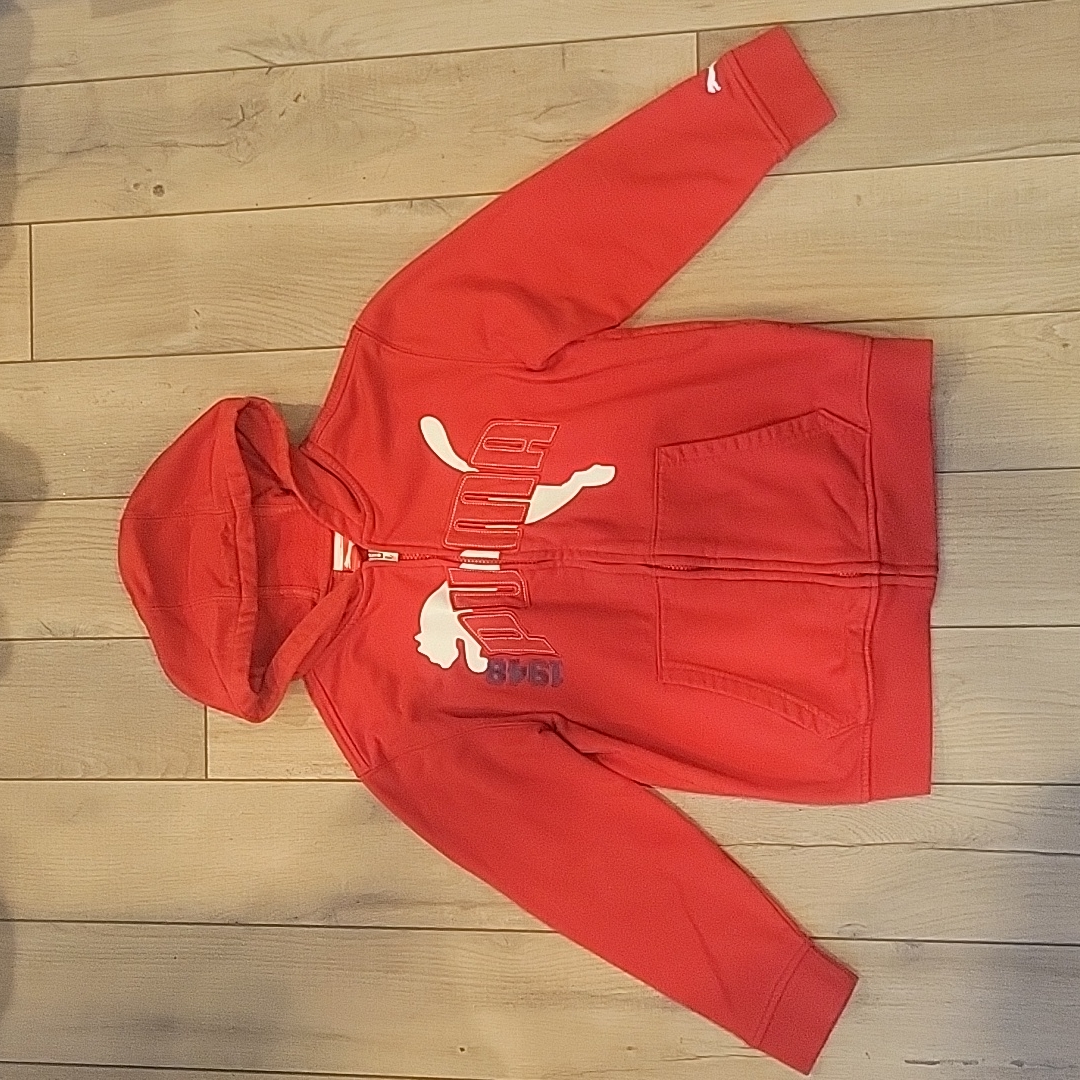 Puma Red Full Zip Up Hooded Sweatshirt - Size Small